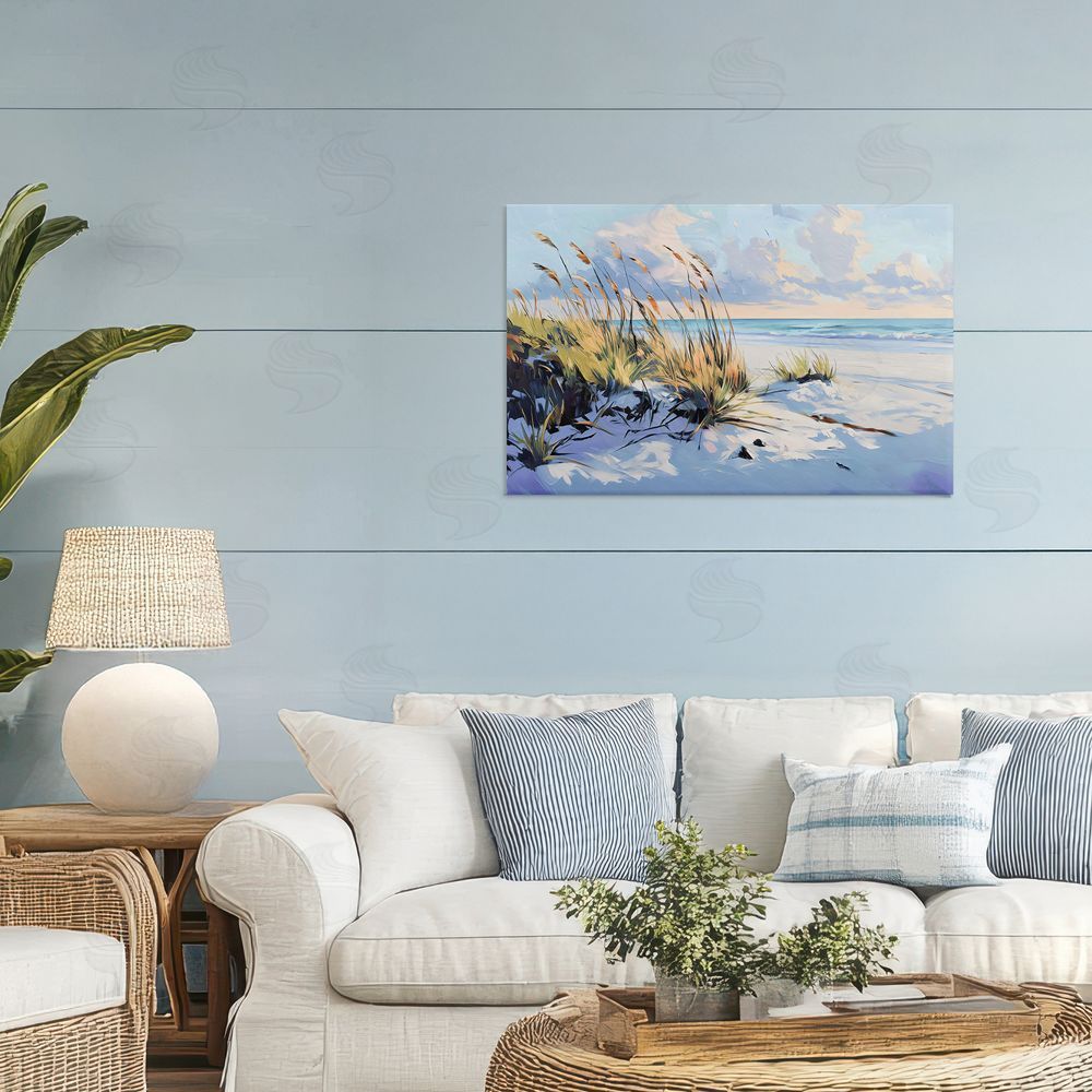Gina Kelly Grassy Sand Dunes Beach Stretched Canvas Wall Art in Room