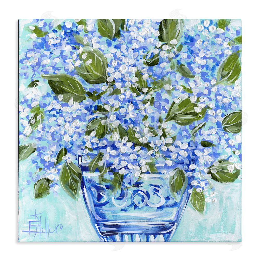 Estelle Grengs Cool Bouquets in Blue Vase Stretched Canvas Wall Art