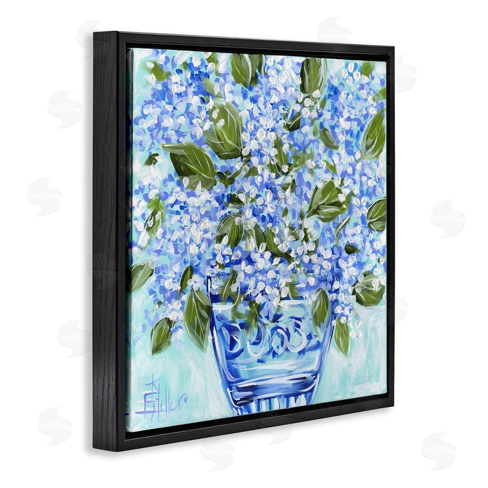 Estelle Grengs Cool Bouquets in Blue Vase Black Floating Frame Canvas Wall Art Print