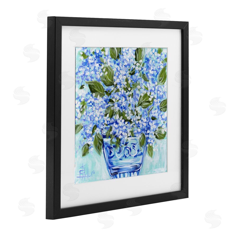 Estelle Grengs Cool Bouquets in Blue Vase Black Framed Print Under Glass Wall Art