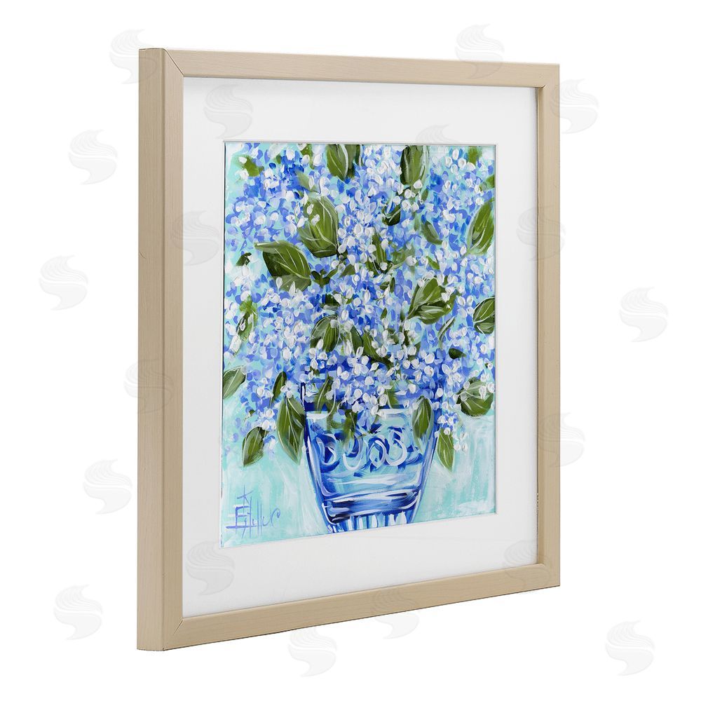 Estelle Grengs Cool Bouquets in Blue Vase Brown Framed Print Under Glass Wall Art