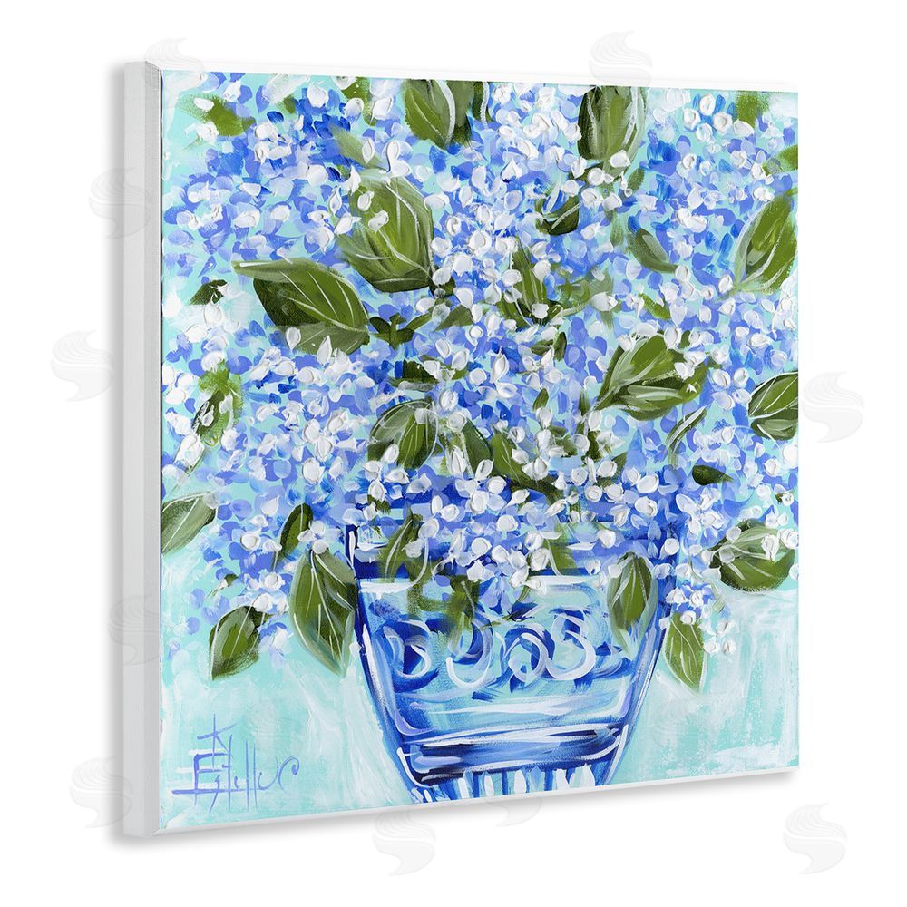 Estelle Grengs Cool Bouquets in Blue Vase Wall Plaque with Fixed Lithograph Print