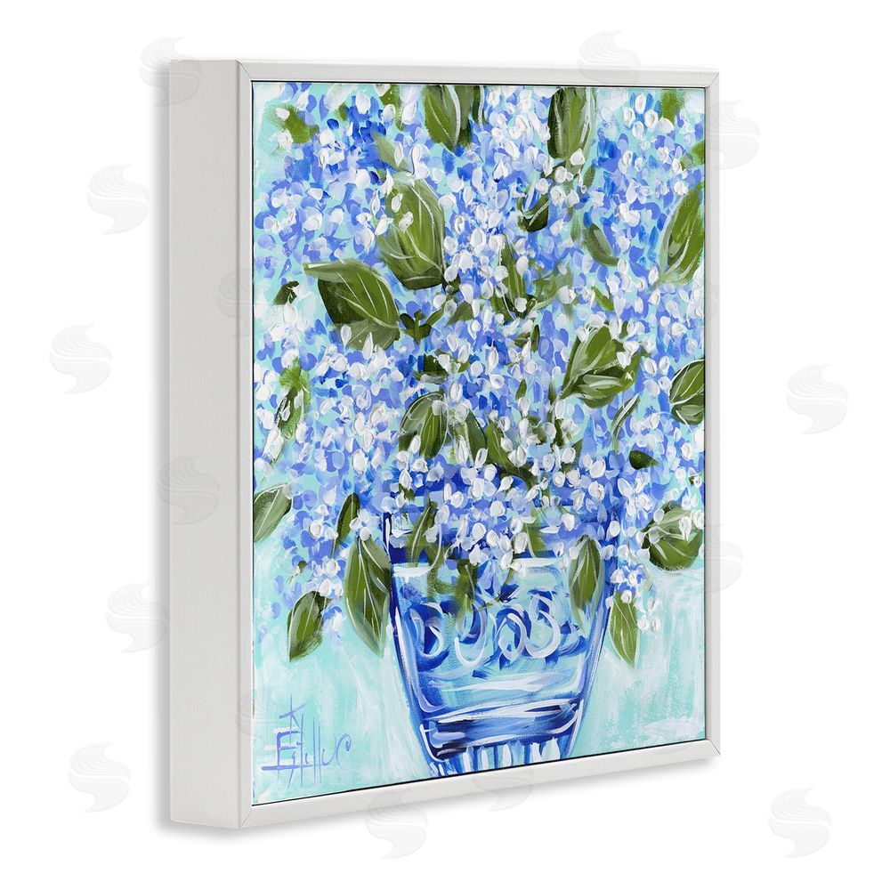 Estelle Grengs Cool Bouquets in Blue Vase White Framed Giclee Wall Art Print