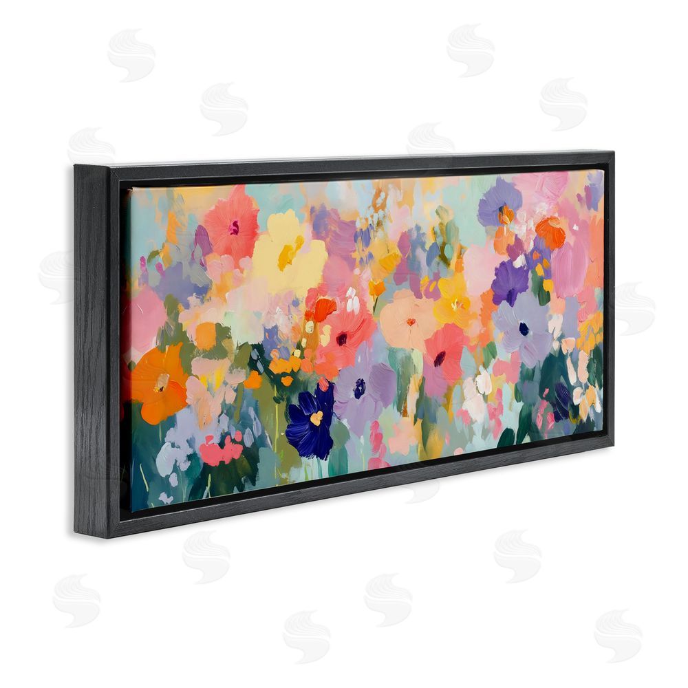 Creative Studio Colorful Garden Variations Black Floating Frame Canvas Wall Art Print