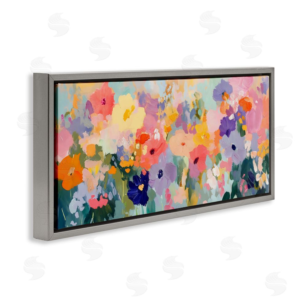 Creative Studio Colorful Garden Variations Gray Floating Frame Canvas Wall Art Print
