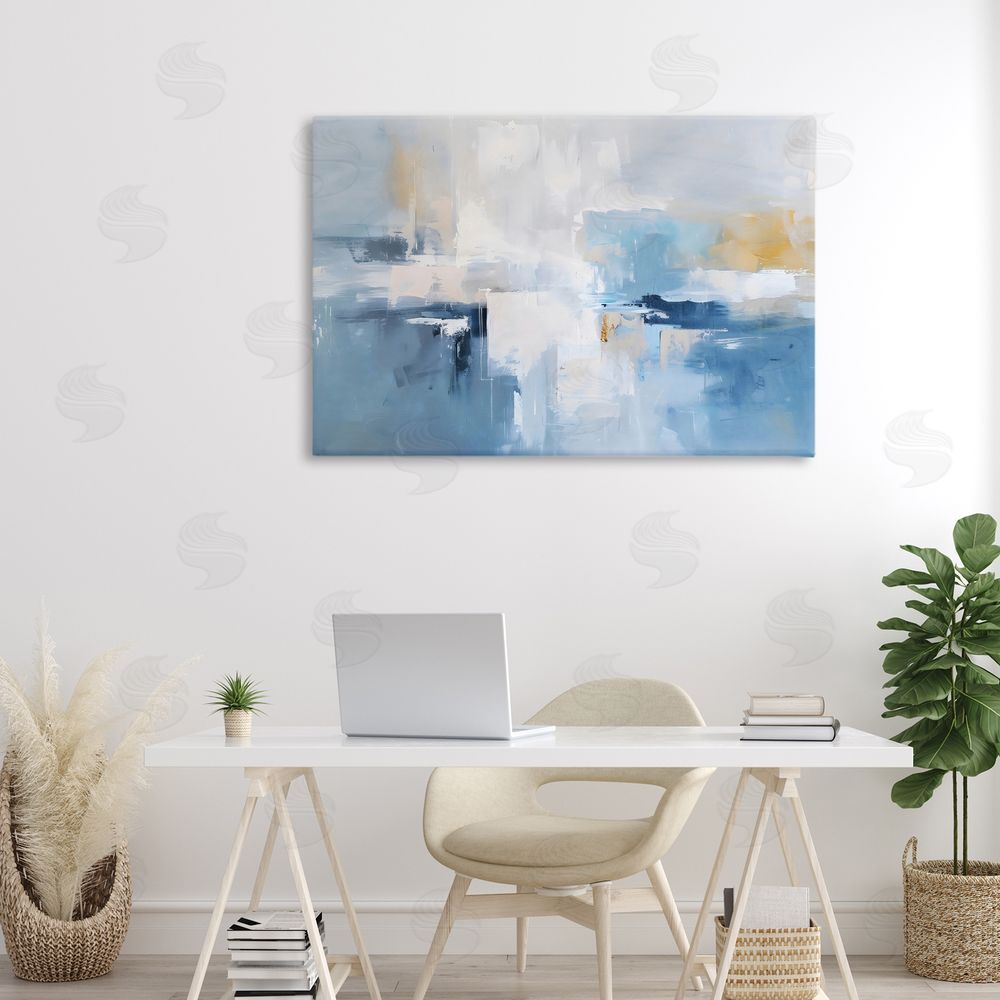 Creative Studio Blue Sea Mist Horizon Stretched Canvas Wall Art Print in Room