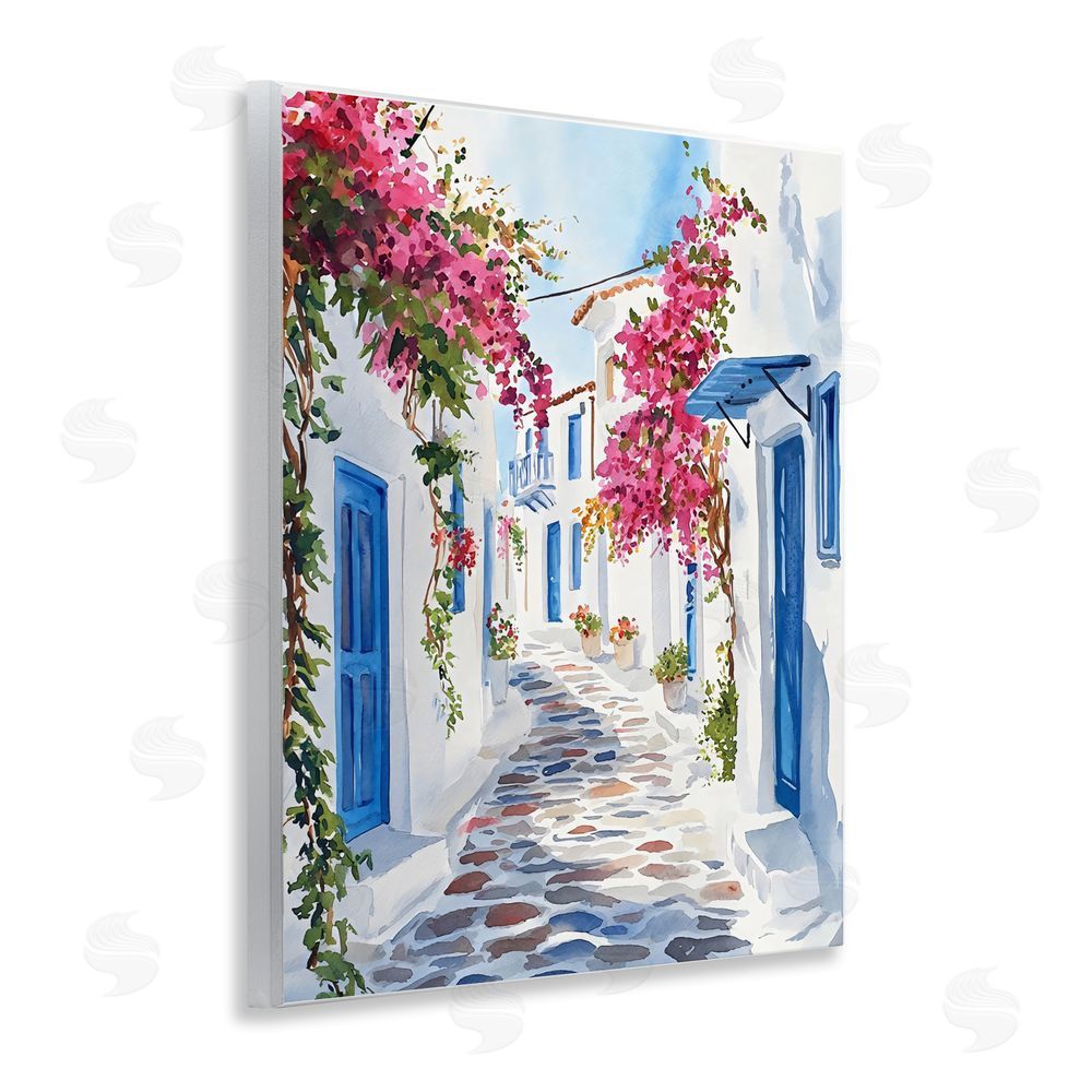LSR Design Studio Santorini Stone Street Pathway Wall Plaque Printed Art