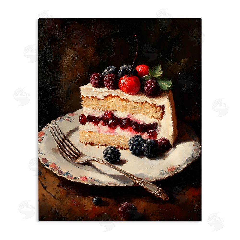 Franklyn Gregory Berry Topped Cake Slice Stretched Canvas Wall Art Print