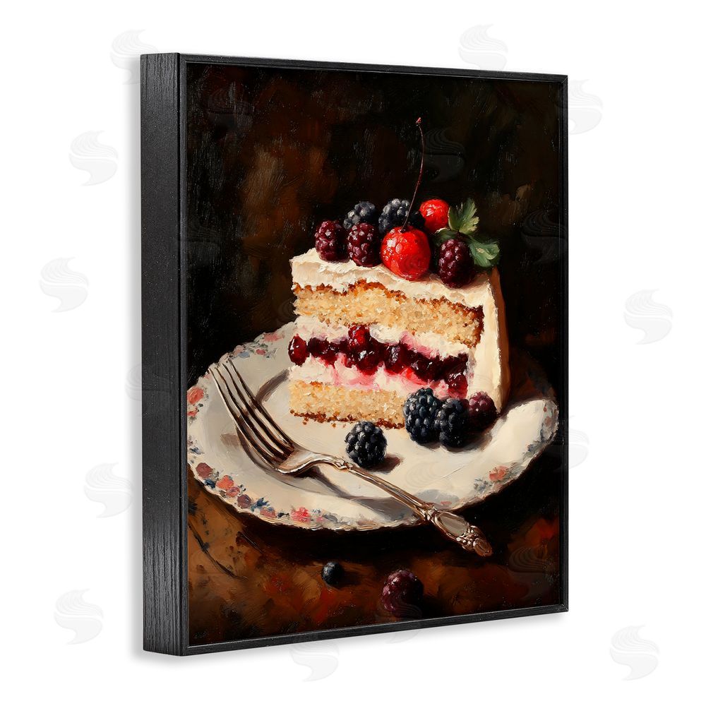 Franklyn Gregory Berry Topped Cake Slice Black Framed Giclee Wall Art Print