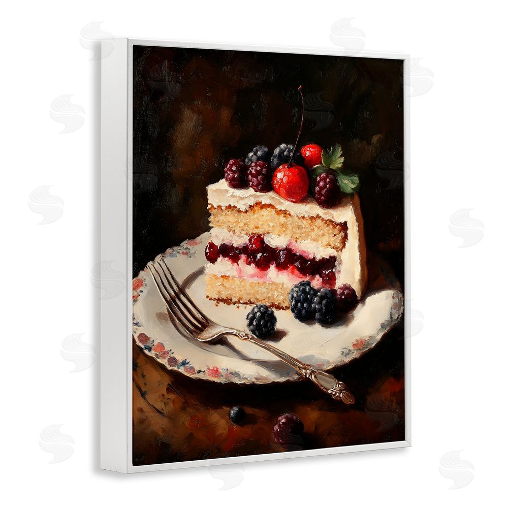 Franklyn Gregory Berry Topped Cake Slice White Framed Giclee Wall Art Print