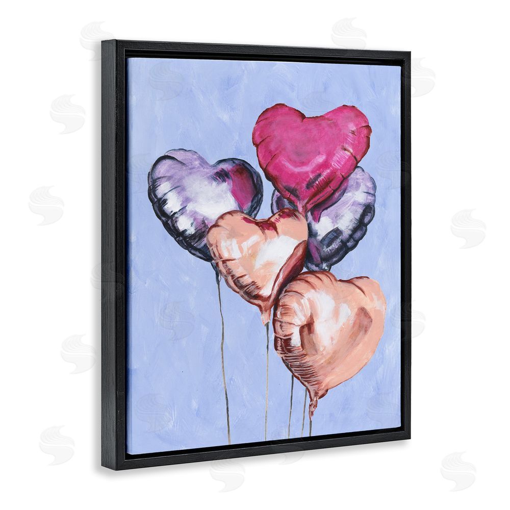 Michael Willett Vibrant Heart Balloons Black Floating Frame Canvas Wall Art Print