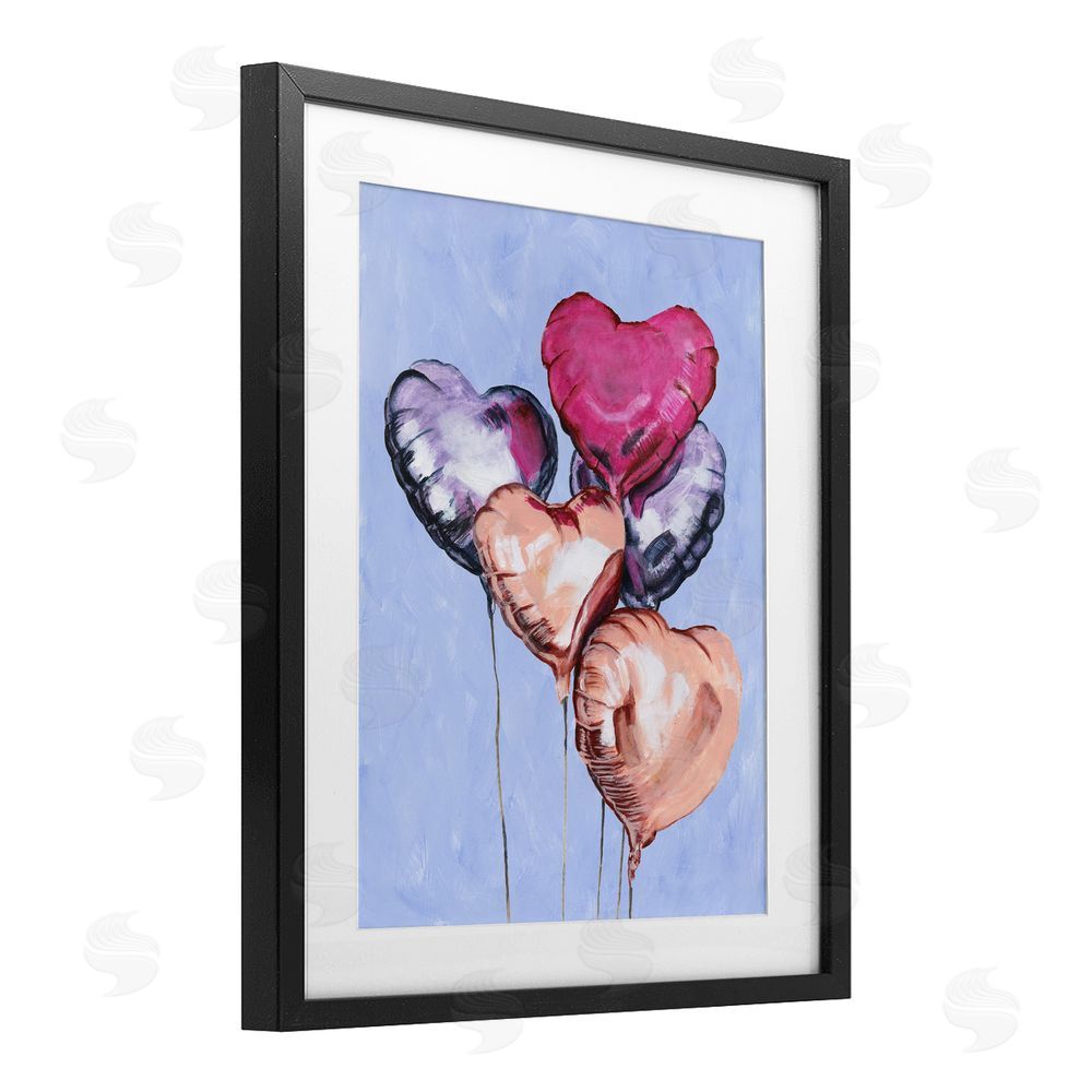 Michael Willett Vibrant Heart Balloons Black Framed Print Under Glass Wall Art