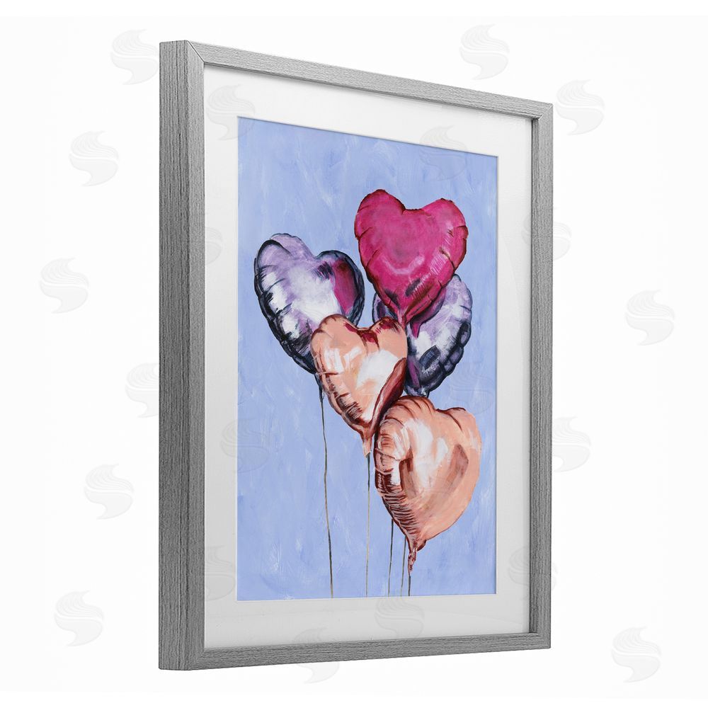 Michael Willett Vibrant Heart Balloons Gray Framed Print Under Glass Wall Art