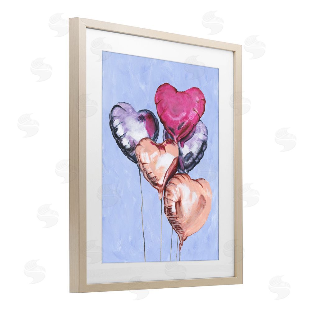 Michael Willett Vibrant Heart Balloons Brown Framed Print Under Glass Wall Art