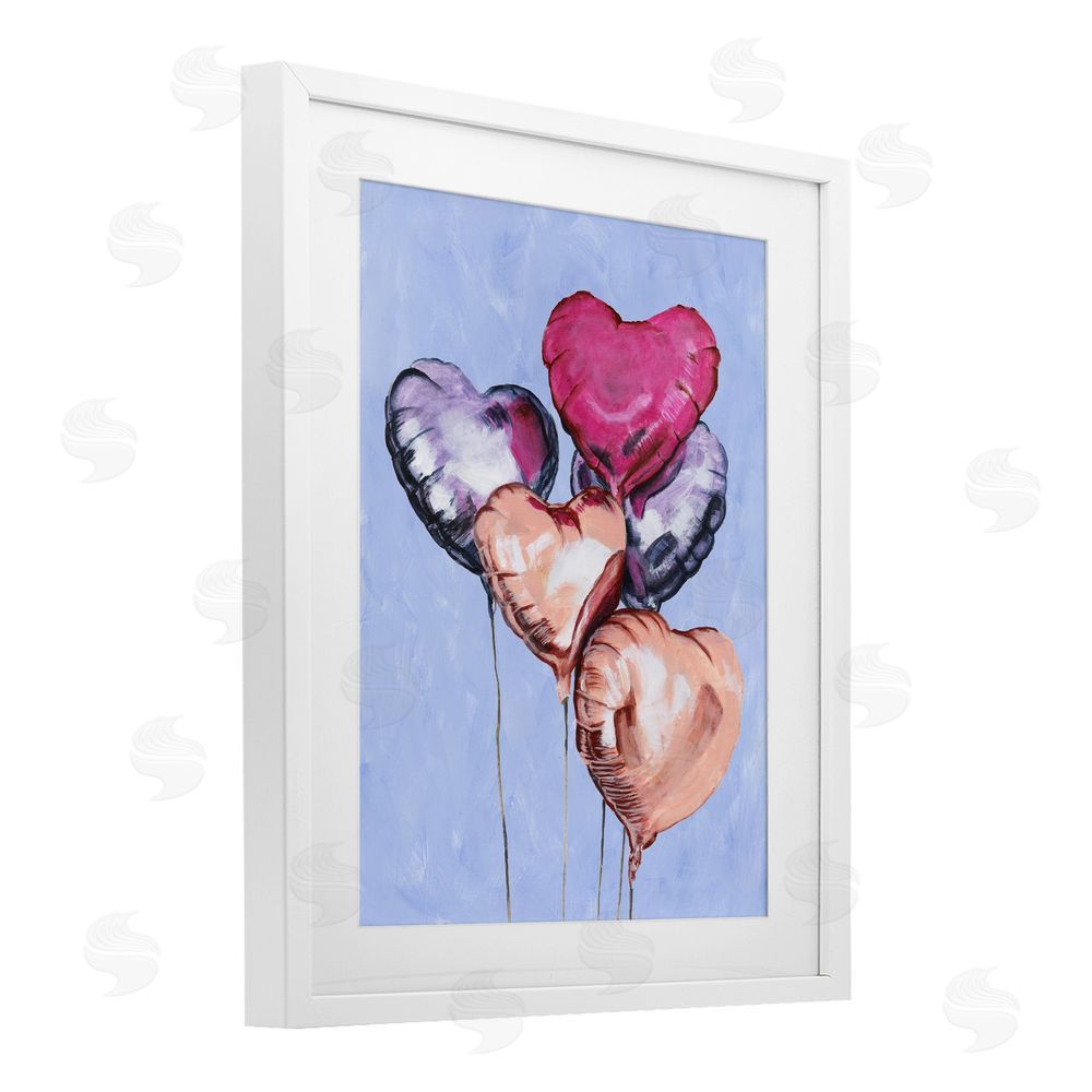 Michael Willett Vibrant Heart Balloons White Framed Print Under Glass Wall Art