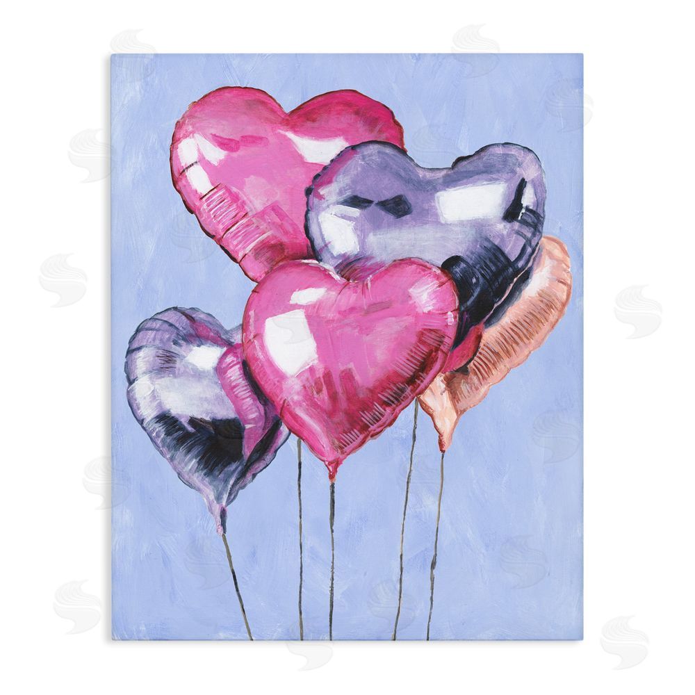 Michael Willett Heart Balloons Celebration Stretched Canvas Wall Art