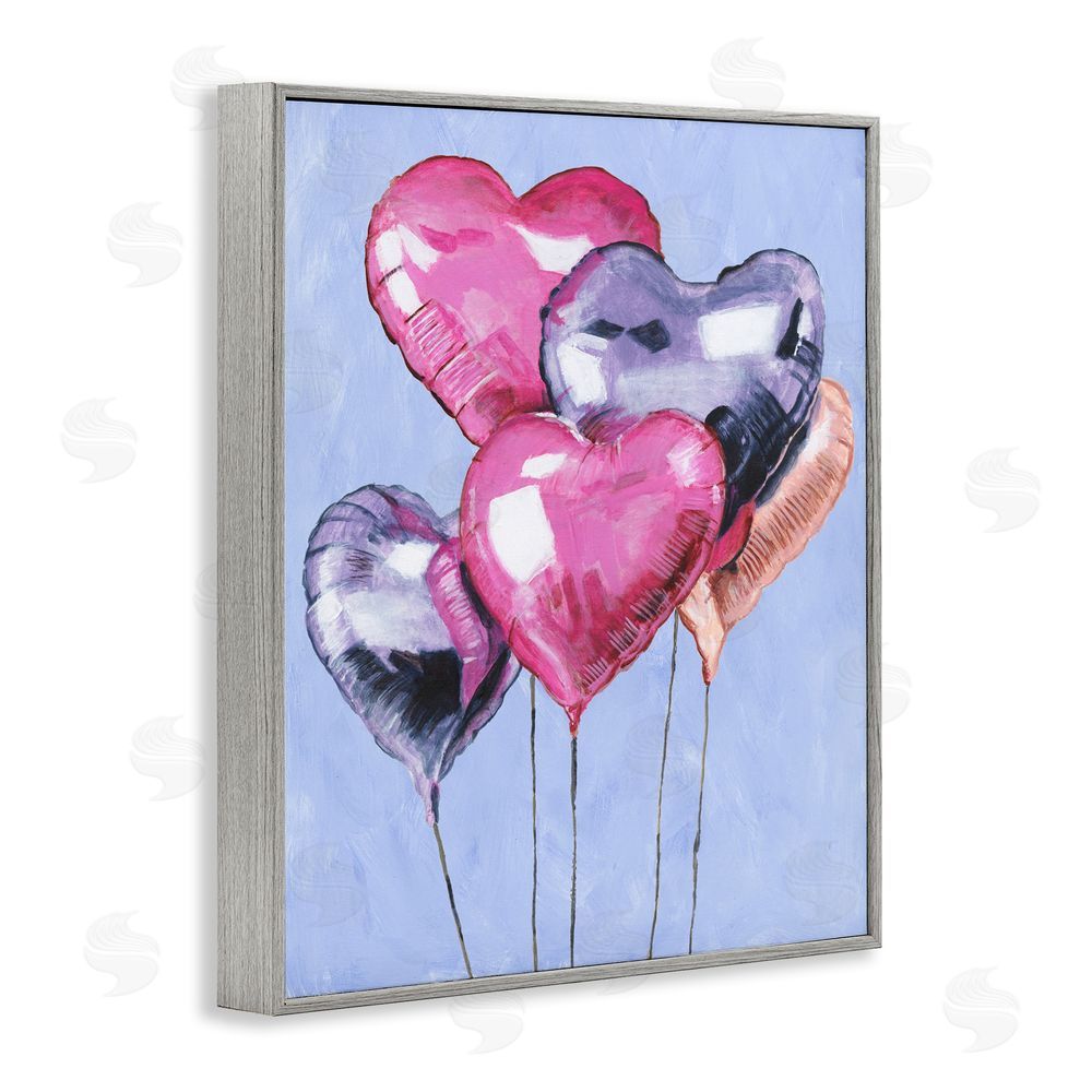 Michael Willett Heart Balloons Celebration Gray Framed Giclee Wall Art Print