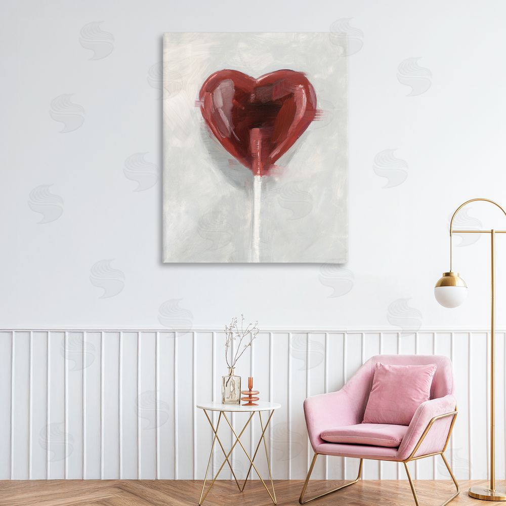Ethan Harper Heart Shaped Lollipop Stretched Canvas Wall Art in Room