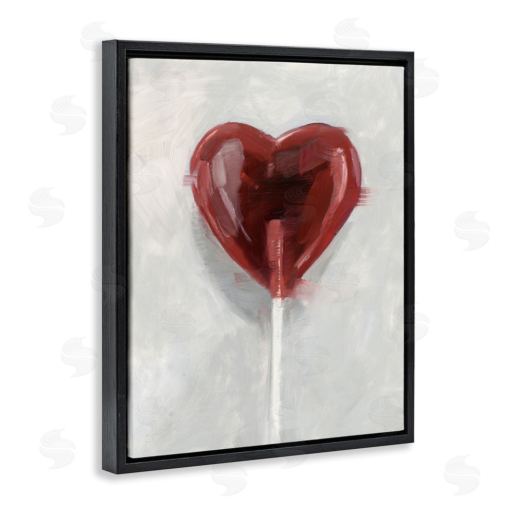 Ethan Harper Heart Shaped Lollipop Black Floating Frame Canvas Wall Art