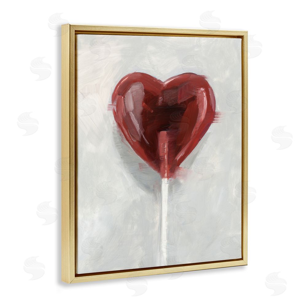 Ethan Harper Heart Shaped Lollipop Gold Floating Frame Canvas Wall Art