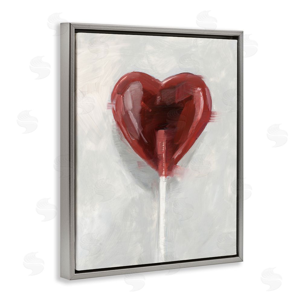 Ethan Harper Heart Shaped Lollipop Gray Floating Frame Canvas Wall Art