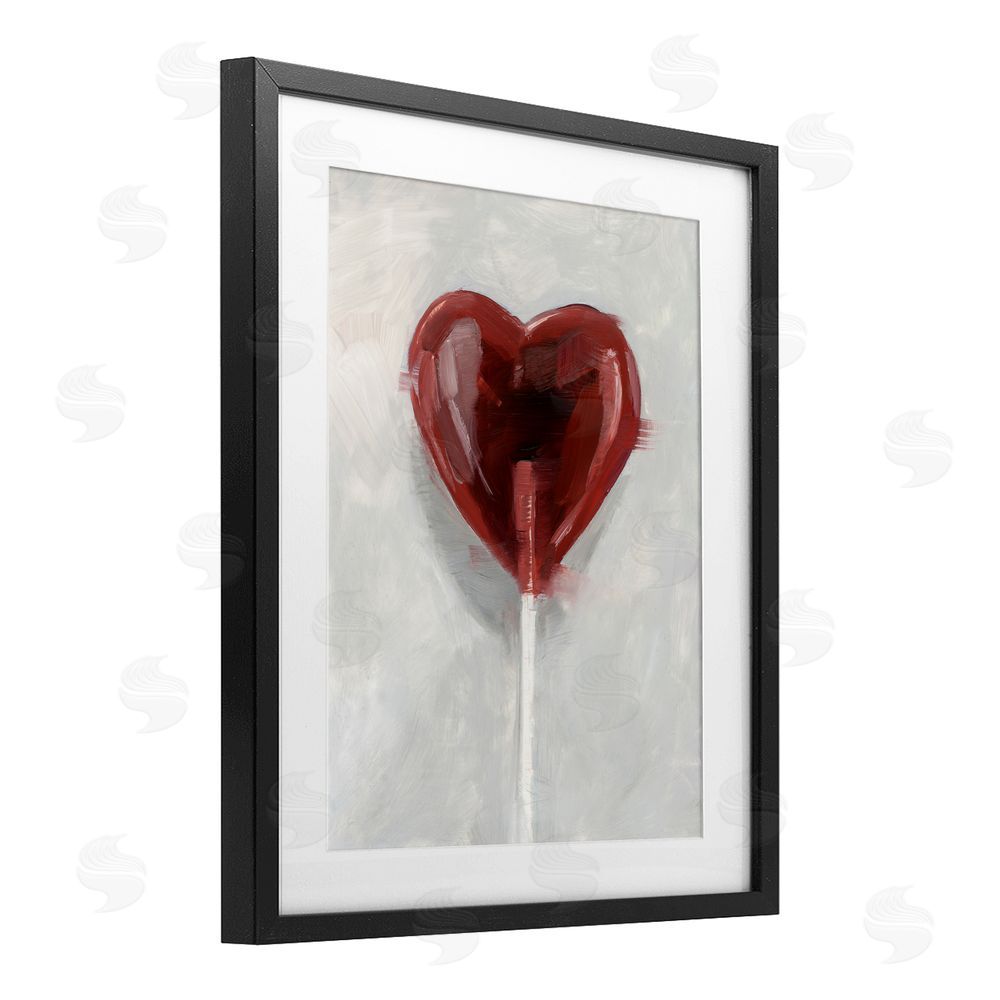 Ethan Harper Heart Shaped Lollipop Black Framed Print Under Glass with Mat Wall Art