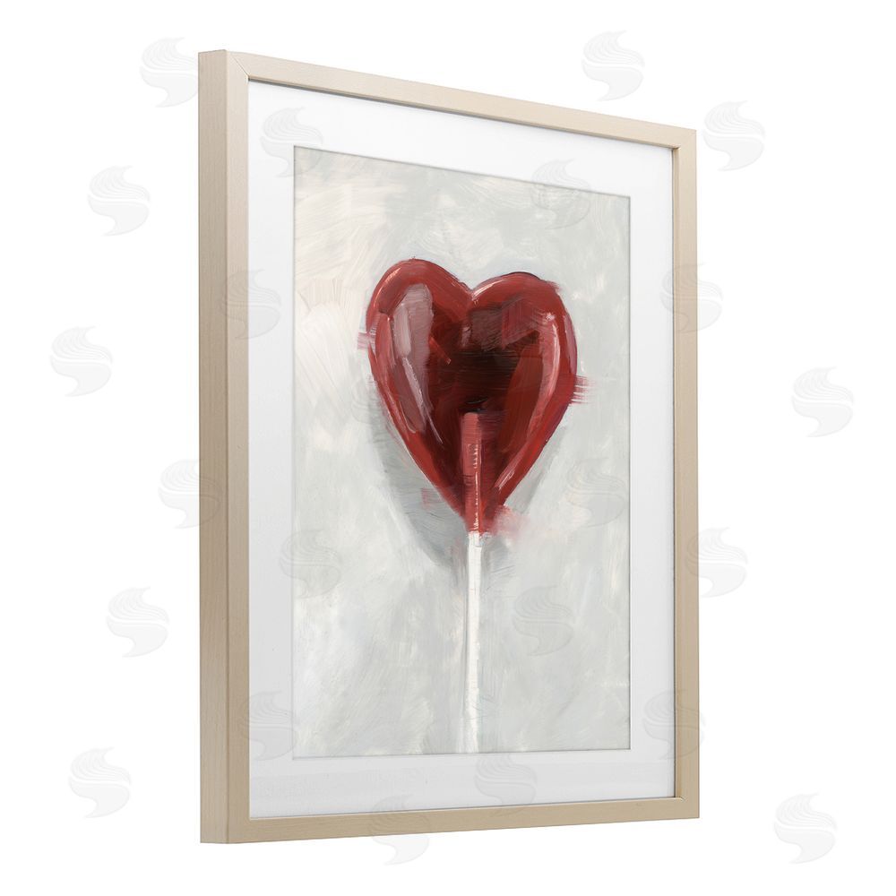 Ethan Harper Heart Shaped Lollipop Brown Framed Print Under Glass with Mat Wall Art