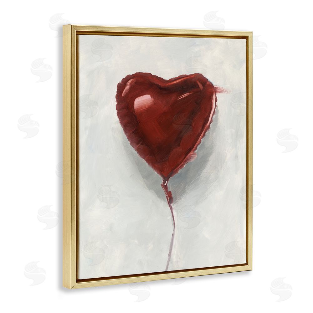 Ethan Harper Heart Shaped Balloon Gold Floating Frame Canvas Wall Art