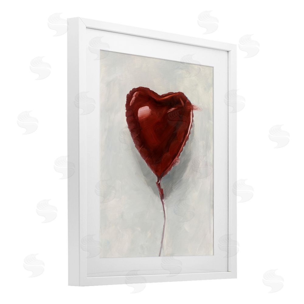 Ethan Harper Heart Shaped Balloon White Framed Print Under Glass with Mat Wall Art