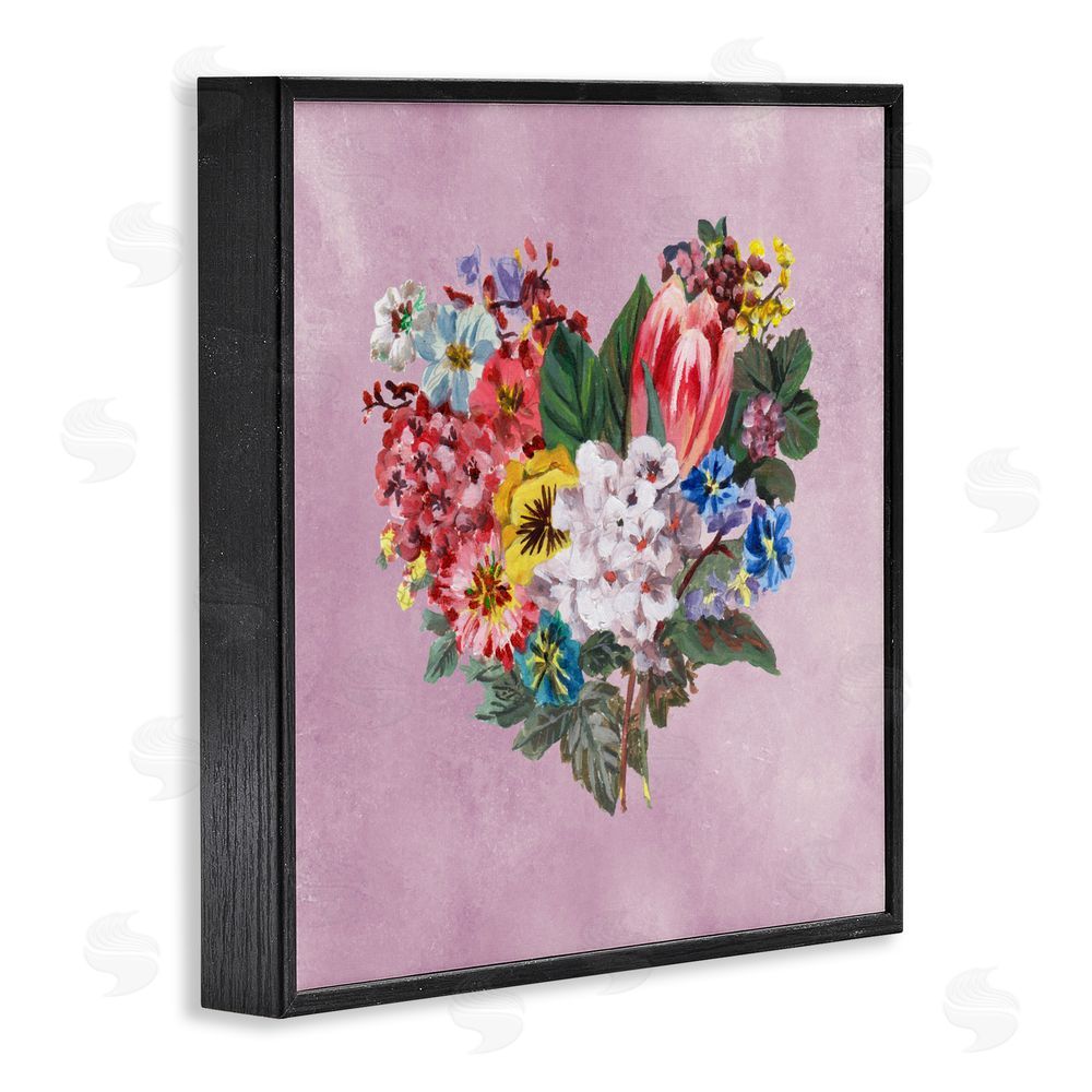 Melissa Wang Heart Shaped Garden Blooms Blacked Framed Giclee Wall Art Print