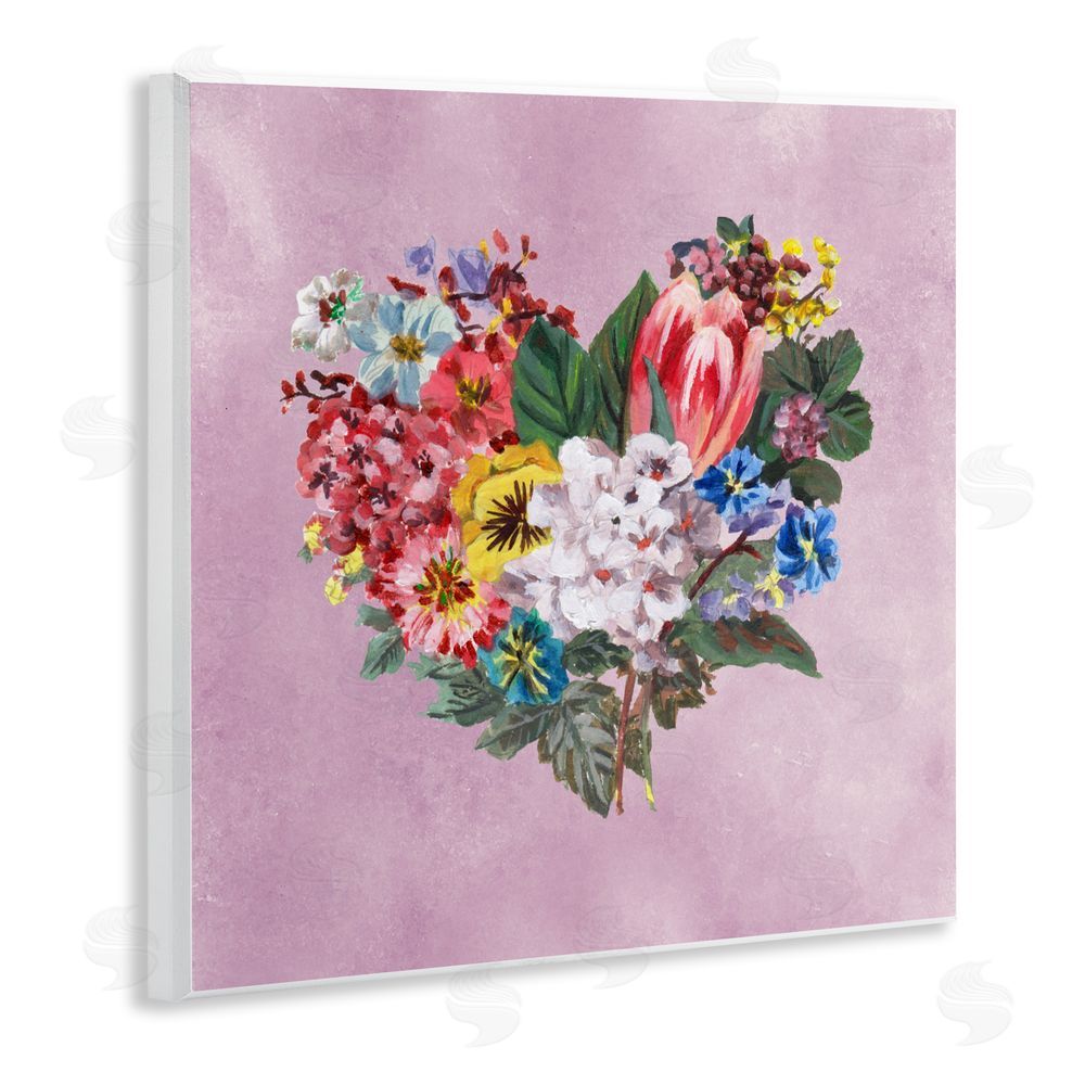 Melissa Wang Heart Shaped Garden Blooms Wooden Wall Plaque Art Print