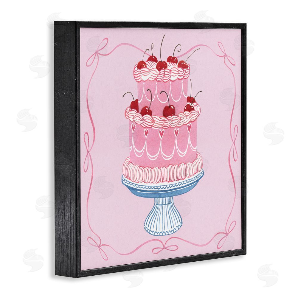Grace Popp Romantic Pink Cherry Cake Black Framed Giclee Wall Art Print