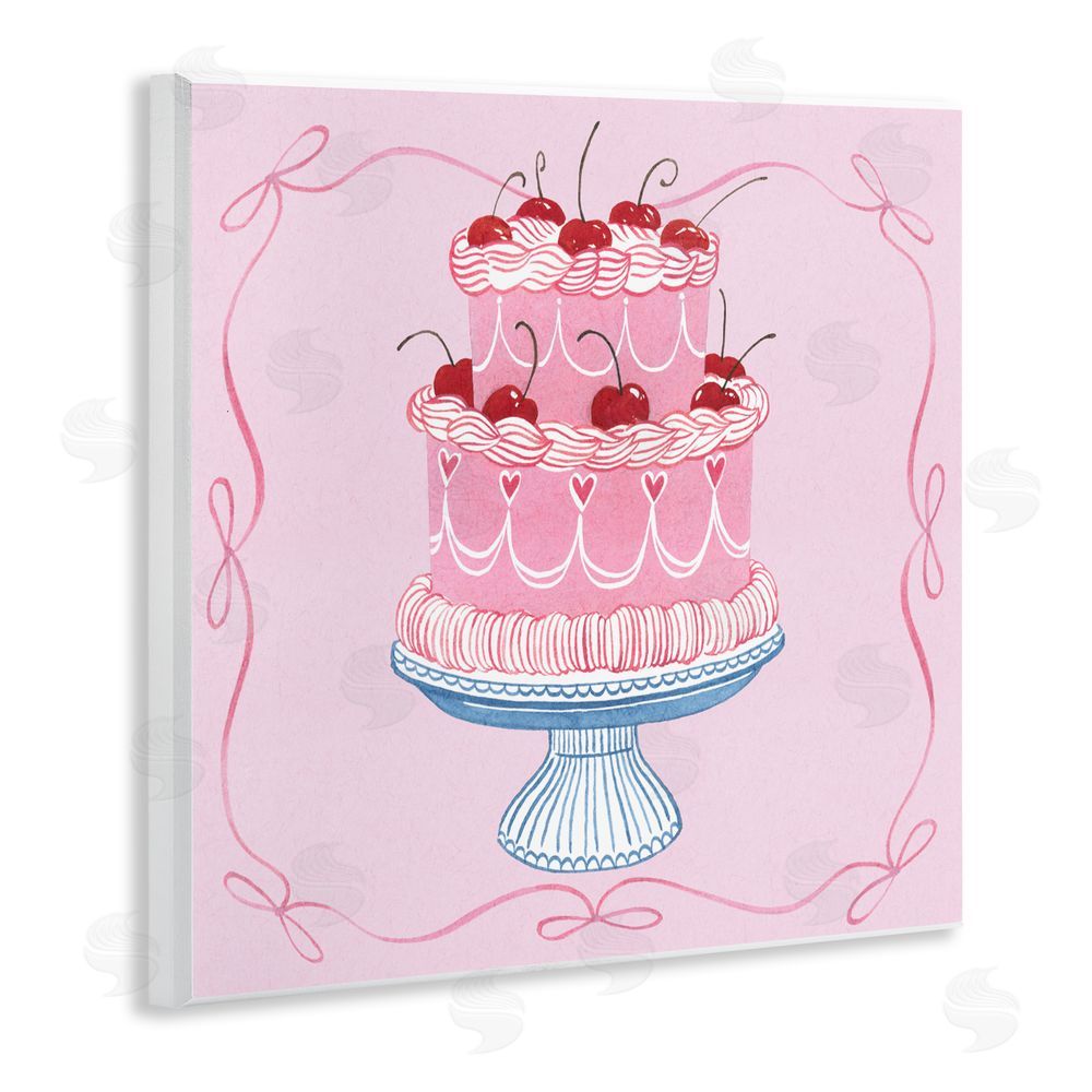 Grace Popp Romantic Pink Cherry Cake Wall Plaque Art Print