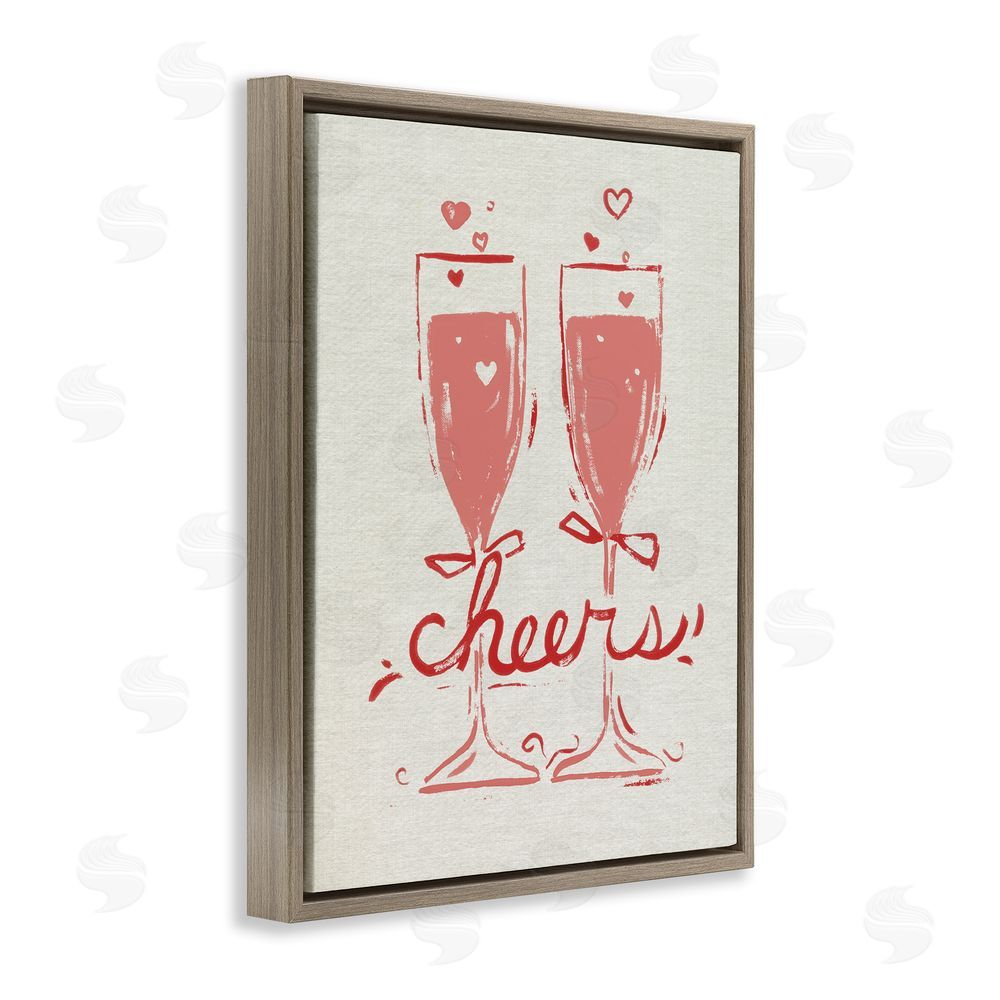 June Erica Vess Romantic Cheers To Love Brown Floating Frame Canvas Wall Art Print