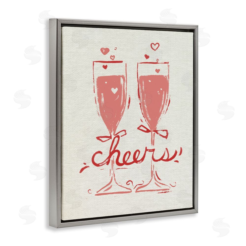 June Erica Vess Romantic Cheers To Love Gray Floating Frame Canvas Wall Art Print