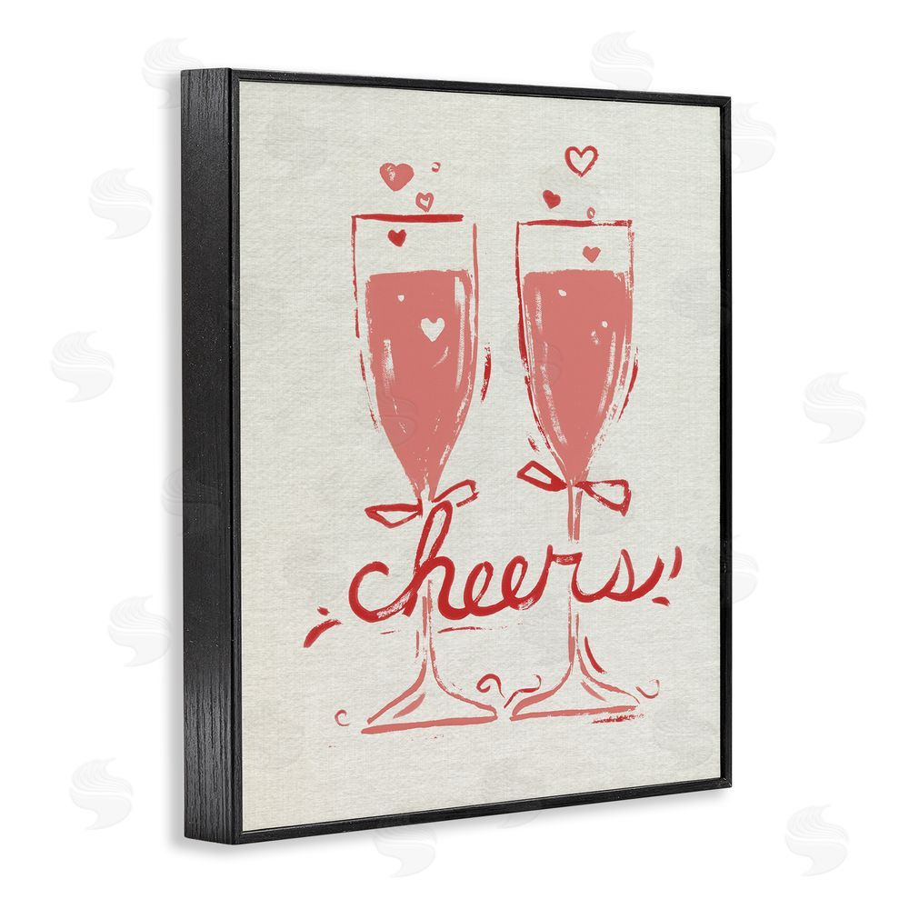 June Erica Vess Romantic Cheers To Love Black Framed Giclee Wall Art Print
