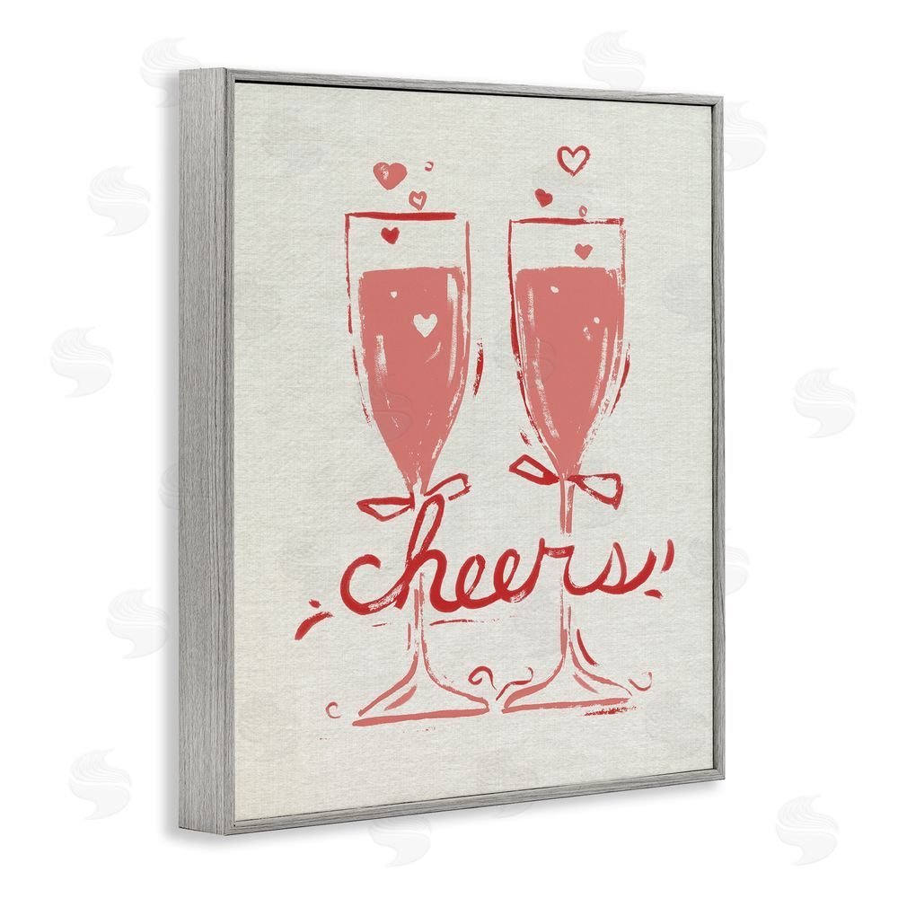 June Erica Vess Romantic Cheers To Love Gray Framed Giclee Wall Art Print