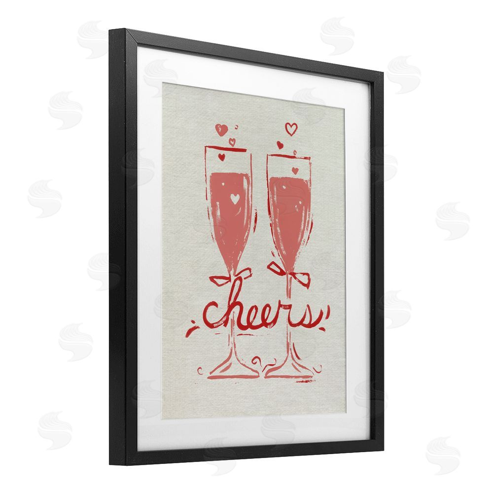 June Erica Vess Romantic Cheers To Love Black Framed Print Under Glass Wall Art