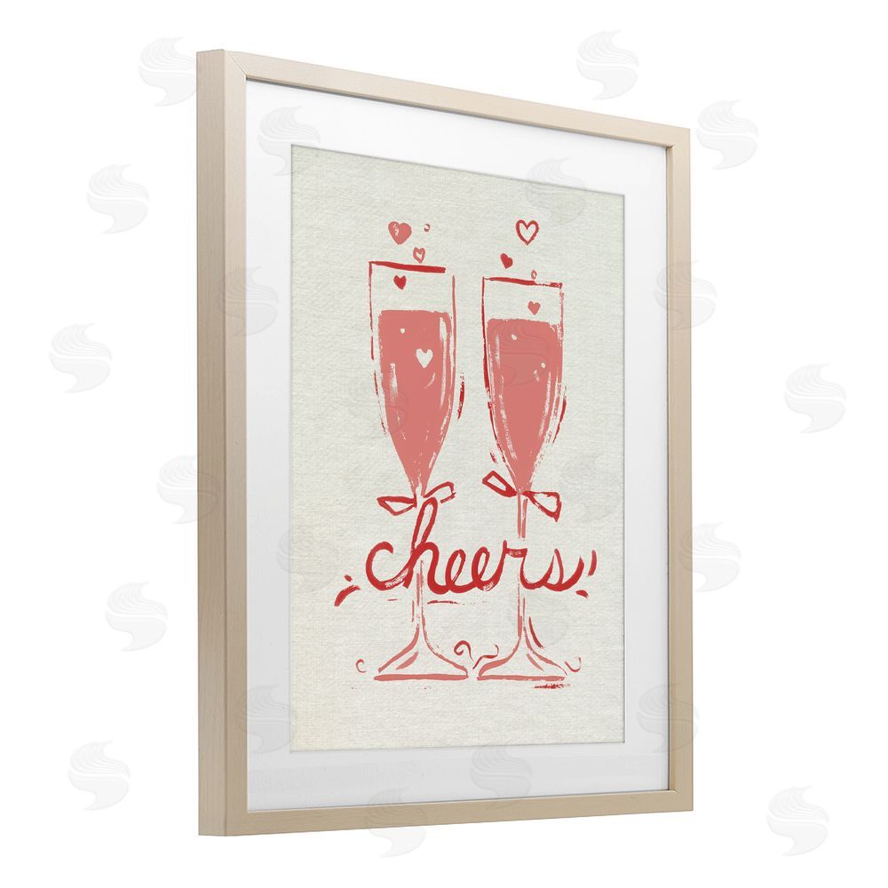 June Erica Vess Romantic Cheers To Love Birch Framed Print Under Glass Wall Art