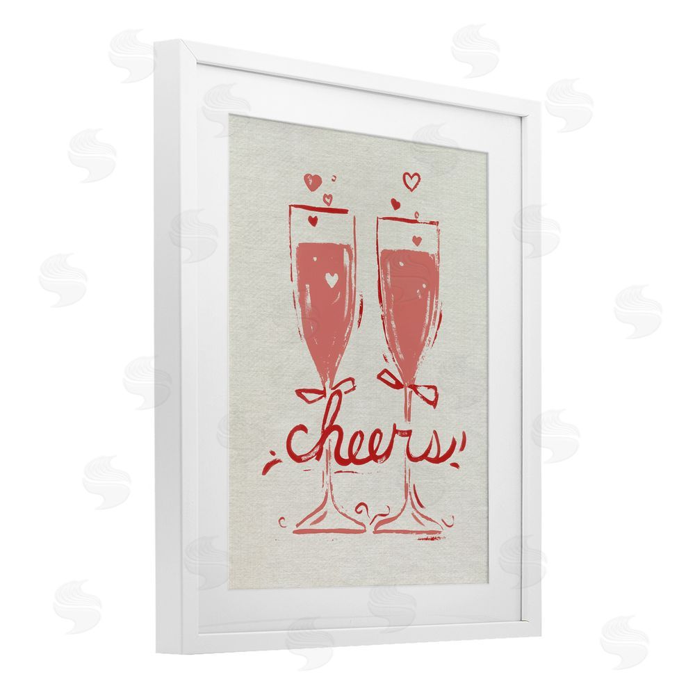 June Erica Vess Romantic Cheers To Love White Framed Print Under Glass Wall Art