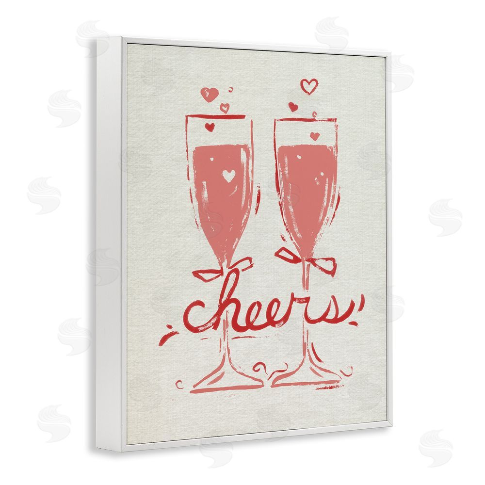 June Erica Vess Romantic Cheers To Love White Framed Giclee Wall Art Print
