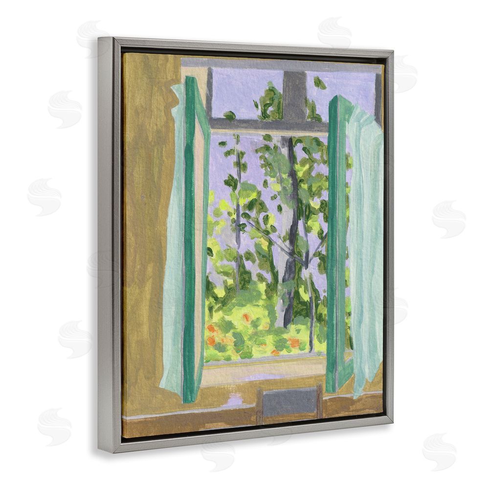 Melissa Wang A Seat For Spring Gray Floating Frame Canvas Wall Art Print