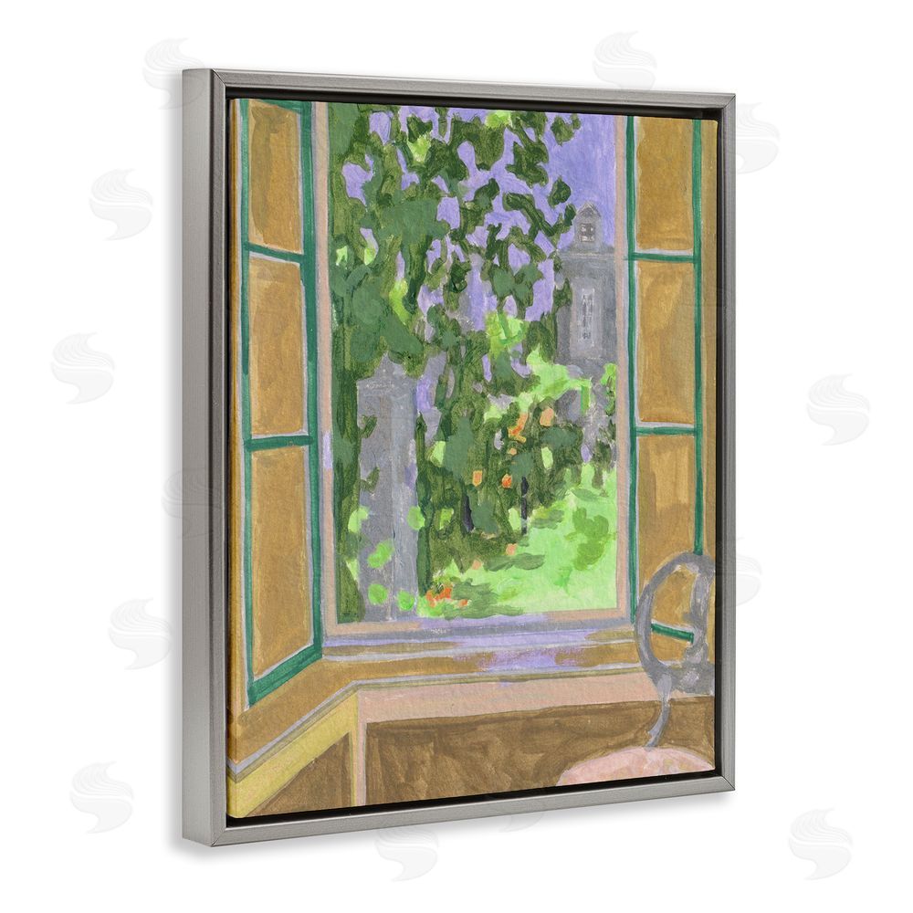Melissa Wang Seat For Spring Expression Gray Floating Frame Canvas Wall Art Print
