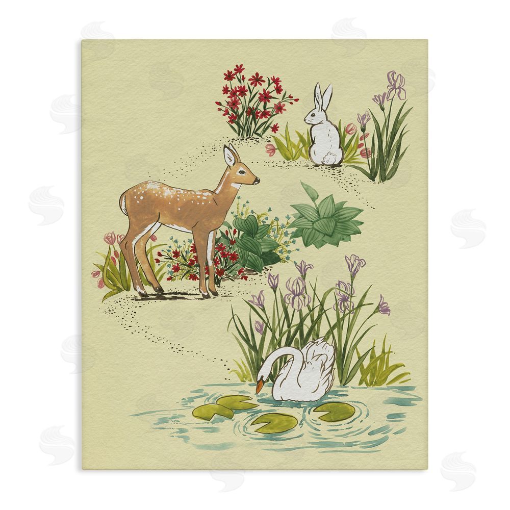 Grace Popp Peaceful Spring Animals Stretched Canvas Wall Art Print