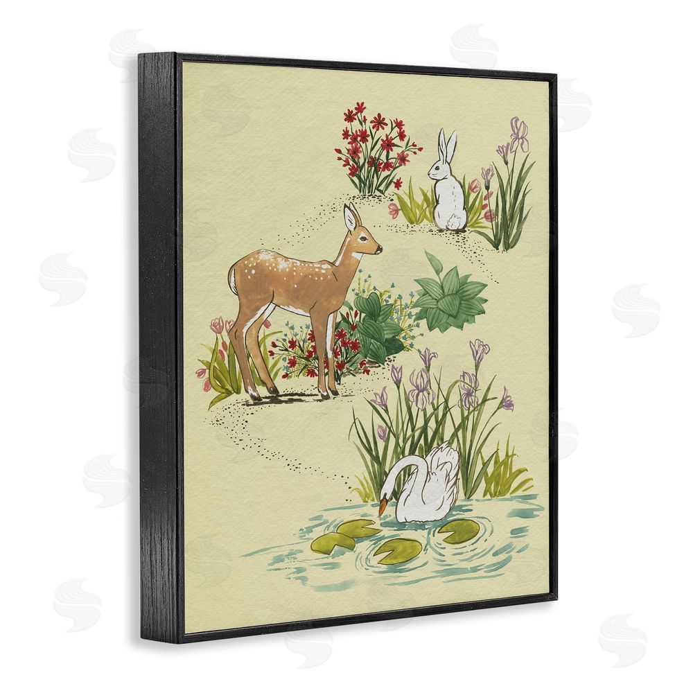 Grace Popp Peaceful Spring Animals Black Framed Giclee Wall Art Print