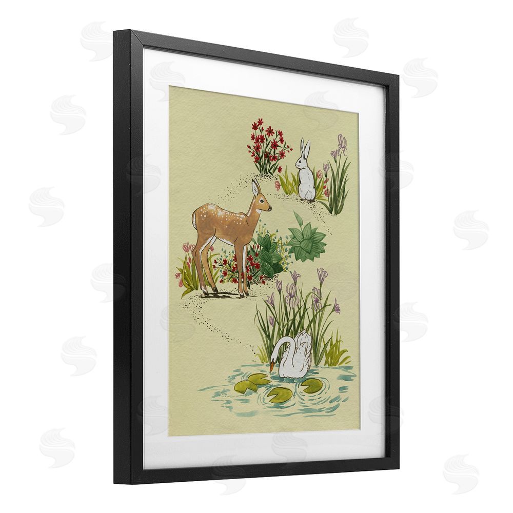 Grace Popp Peaceful Spring Animals Black Framed Print Under Glass Wall Art