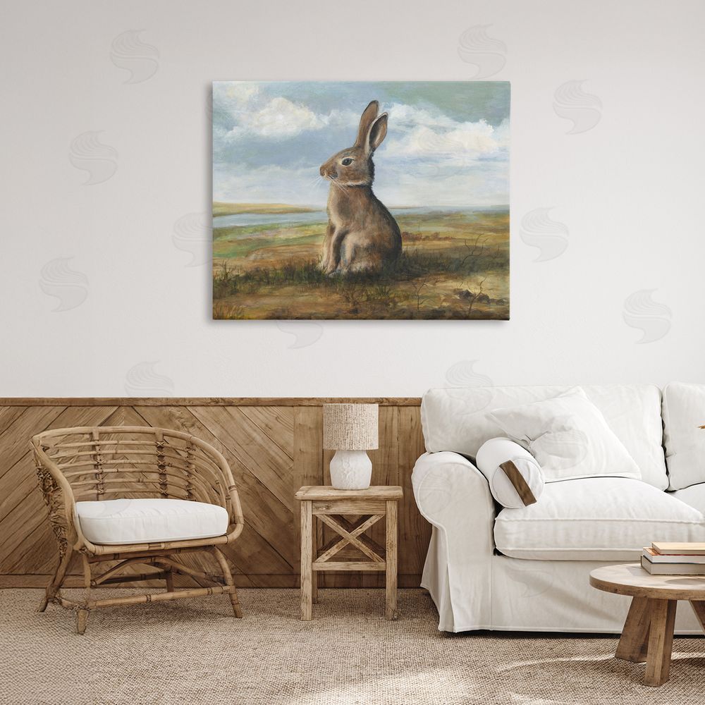 Michael Willett Classic Rabbit in Countryside Stretched Canvas Wall Art in Room