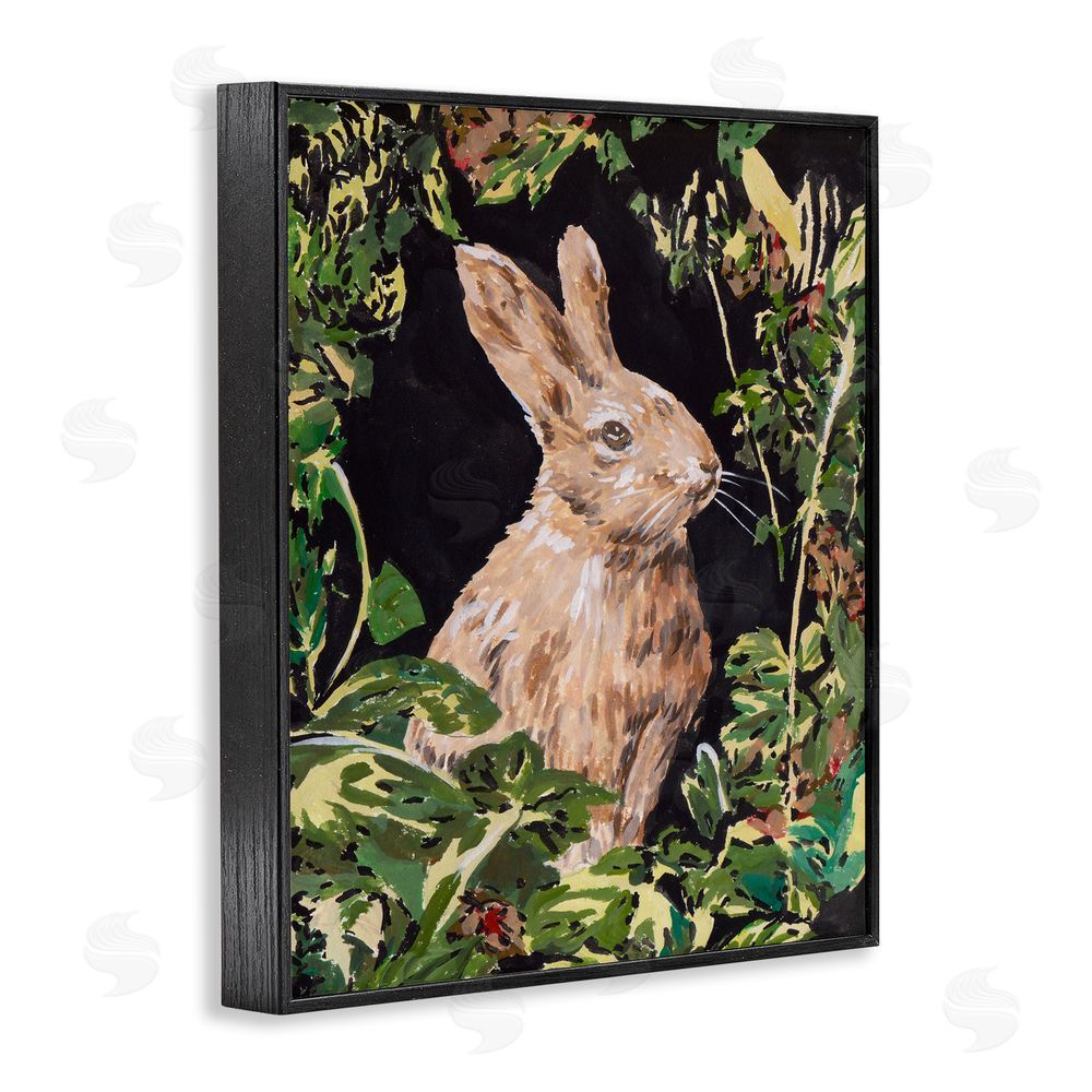 Melissa Wang Wreathed Botanicals Rabbit Black Framed Giclee Wall Art Print
