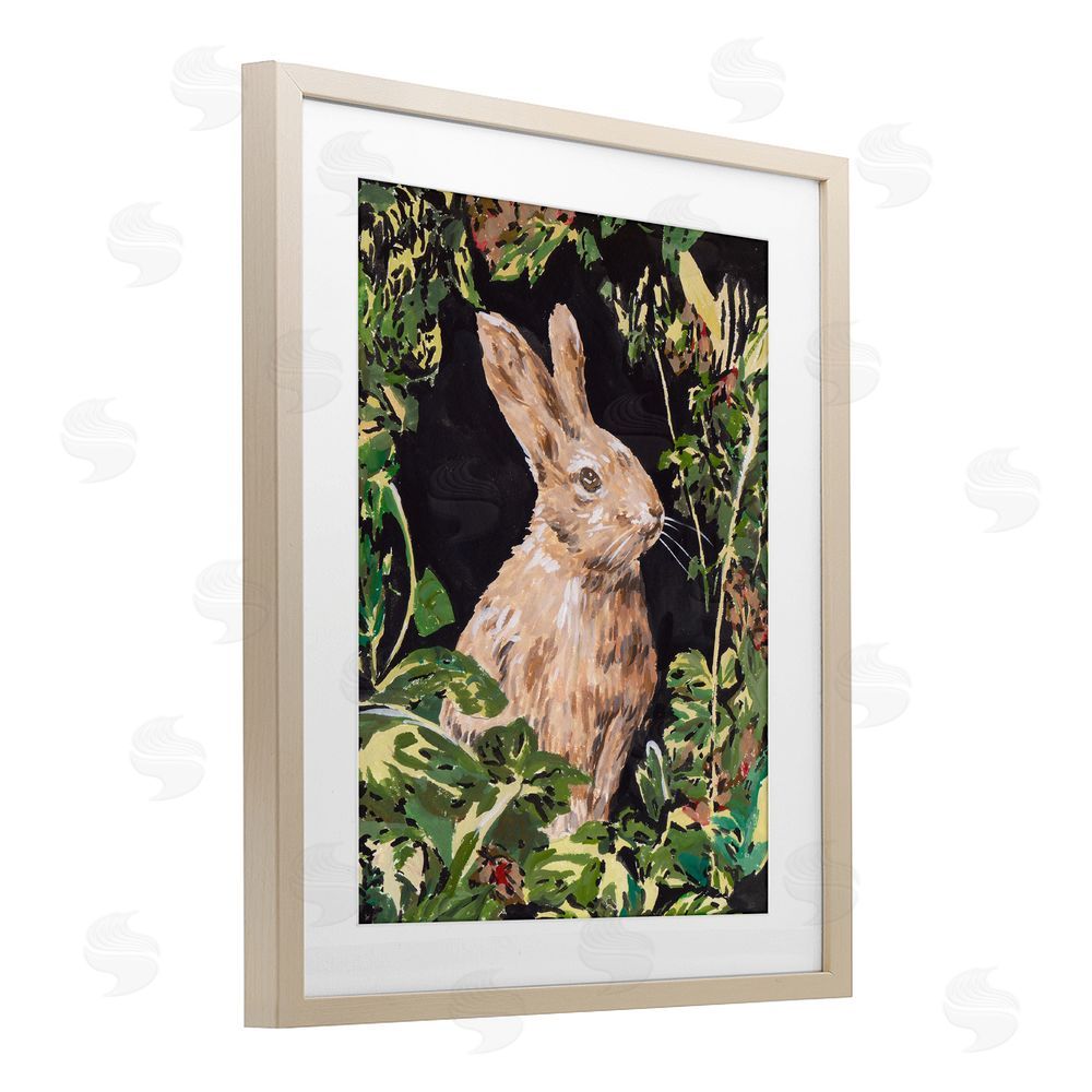 Melissa Wang Wreathed Botanicals Rabbit Brown Framed Print Under Glass Wall Art