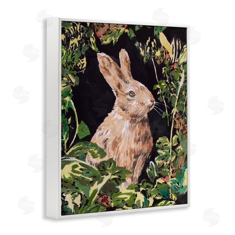 Melissa Wang Wreathed Botanicals Rabbit White Framed Giclee Wall Art Print